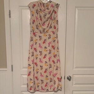 Ann Taylor Floral Midi Dress - Cream, Pink, Yellow, Blue